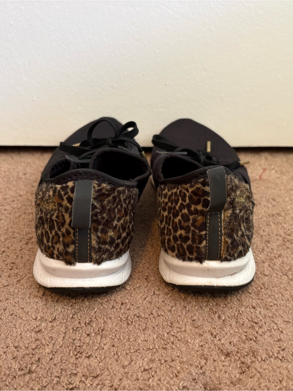 New Balance Black Athletic Sneaker with Leopard Accent - Picture 3 of 4